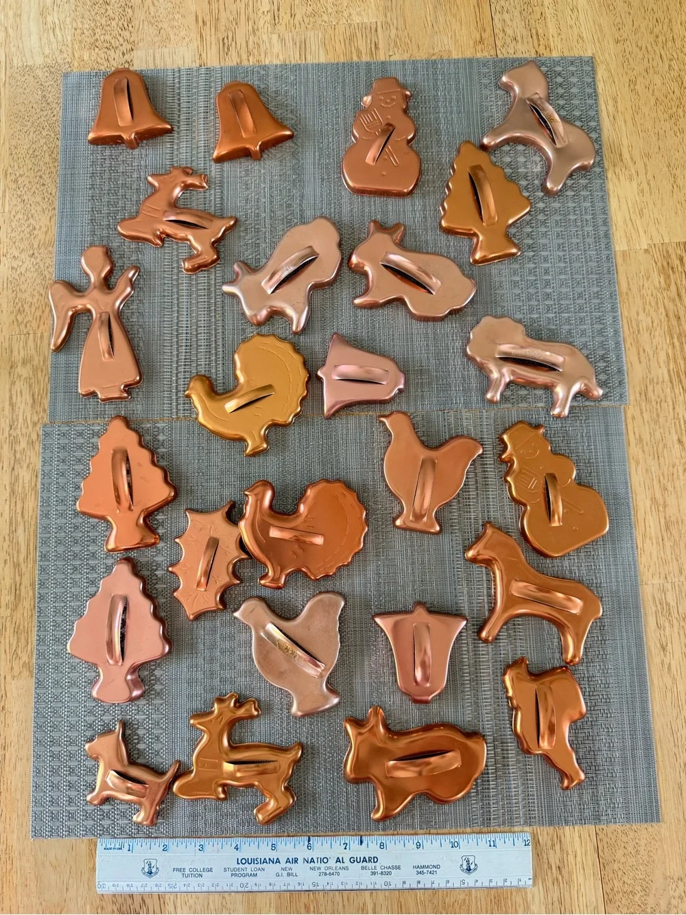 Vintage Copper Cookie Cutters Lot - Christmas, Thanksgiving & Animals